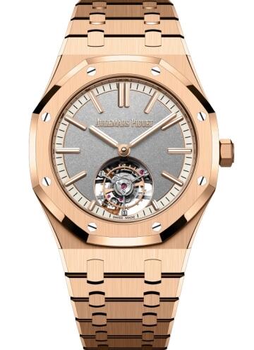 Review 26730OR.OO.1320OR.05 Audemars Piguet Royal Oak Self-Winding Flying Tourbillon Pink Gold 2024 replica watch